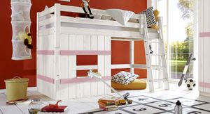 Hütten-Mini-/Midi-Hochbett Kids Paradise Kiefer Massivholz mit Lattenrost