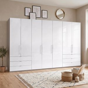 Drehtüren-Kleiderschrank Selca mit Glasfront und Schubladen