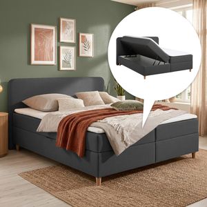 HOMELIV. Boxbett Kannur Webstoff mit Bettkasten
