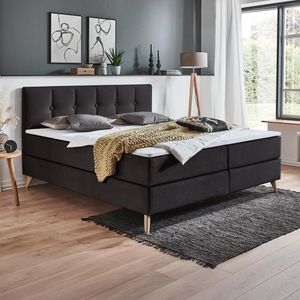 HOMELIV. Boxspringbett Maliana Webstoff