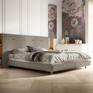SCHLARAFFIA Bett Buddy Holly Webstoff mit Boxspring-Unterfederung