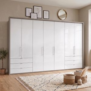 Drehtüren-Kleiderschrank Selca mit Glasfront und Schubladen