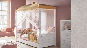 LIFETIME Himmelbett Honey Glow Kiefer Massivholz mit Lattenrost