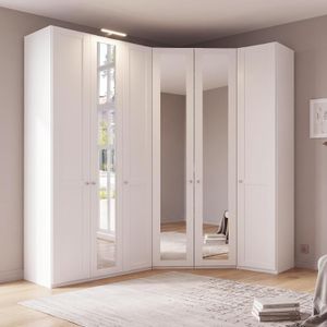 Eck-Kleiderschrank Alvito mit Beleuchtung und Spiegel