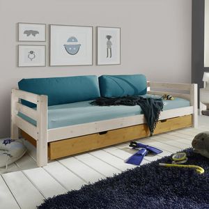 Ausziehbett Kids Paradise Kiefer Massivholz mit Lattenrost und Bettschublade