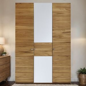 Drehtüren-Kleiderschrank Divari Kernbuche Massivholz mit Glasfront