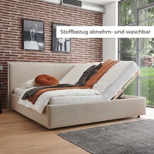HOMELIV. Polsterbett SwitchIT Leeds Webstoff mit Bettkasten und Lattenrost