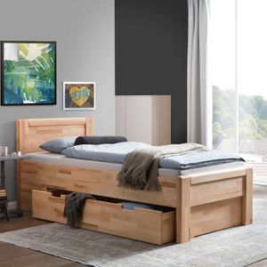 Seniorenbett Ewen Komfort Kernbuche Massivholz mit Schubkasten