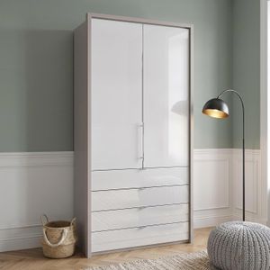 Drehtüren-Kleiderschrank Selca mit Glasfront und Schubladen