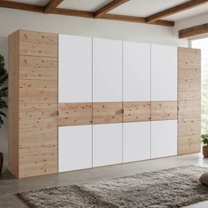 Drehtüren-Kleiderschrank Malika Zirbe Massivholz mit Glasfront