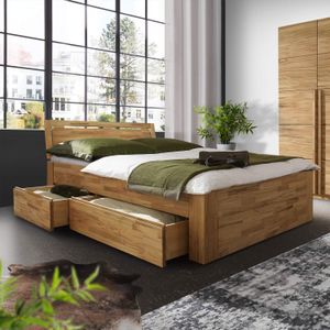 Doppelbett Andalucia Komfort Kernbuche Massivholz mit Schubkasten
