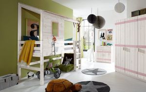 Abenteuer-Mini-/Midi-Hochbett Kids Paradise Kiefer Massivholz mit Lattenrost