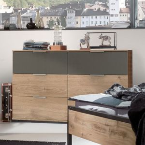 Sideboard Alwara Eiche Dekor mit Schubladen
