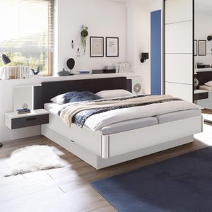Bett Bayza Komfort mit Nachttischen, Beleuchtung und Schubkasten 180x200cm