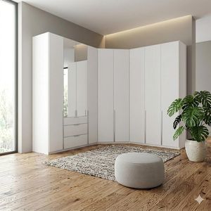 Eck-Kleiderschrank Ceprano mit Beleuchtung