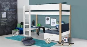 Midi-Hochbett Kids Town Buche teilmassiv mit Lattenrost