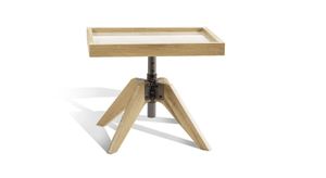 Bett-Beistelltisch Valletta Wildeiche Massivholz H 34-53 cm