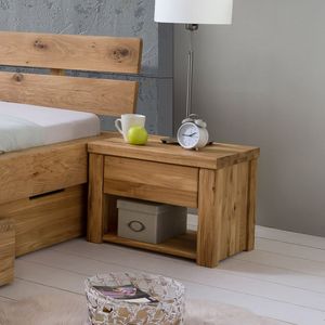HOMELIV. Nachttisch Areska Wildeiche Massivholz H 40cm