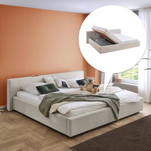 HOMELIV. Familienbett Dorisa Cord mit Bettkasten und Lattenrost 240x200cm