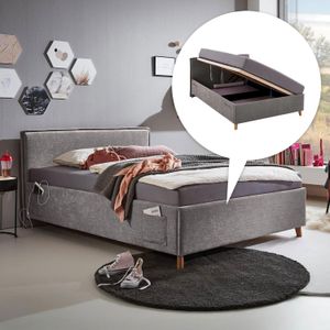 Polsterbett Teya Komfort Velours mit Lattenrost und Bettkasten