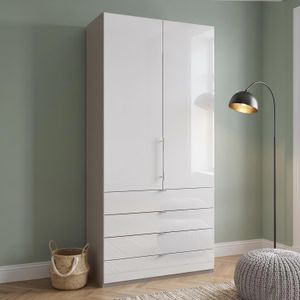 Drehtüren-Kleiderschrank Selca mit Glasfront und Schubladen