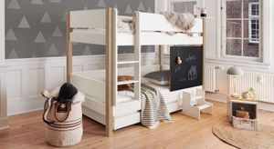 Etagenbett Kids Town Buche teilmassiv mit Lattenrost und Tafel