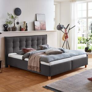HOMELIV. Polsterbett Lusaka Webstoff mit Bettkasten