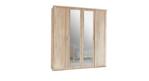 Drehtüren-Kleiderschrank Sinello Eiche Dekor mit Spiegel