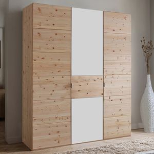 Drehtüren-Kleiderschrank Malika Zirbe Massivholz mit Glasfront