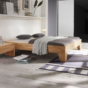 Bett Louvera Kernbuche Massivholz ohne Kopfteil