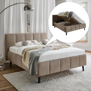 Polsterbett Marielle Komfort Bouclé mit Bettkasten und Lattenrost