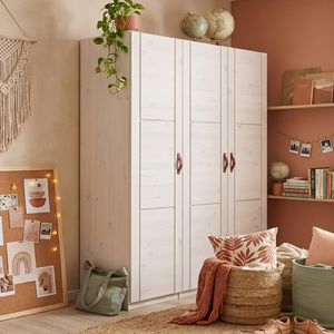 LIFETIME Drehtüren-Kleiderschrank Original Kiefer Massivholz mit Innenausstattung H 203cm