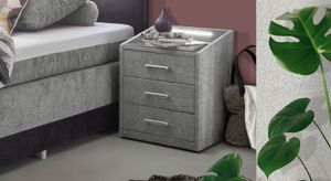 Polsternachttisch Cody Webstoff H 61cm mit LED-Beleuchtung und USB-Anschluss