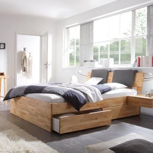 Doppelbett Manchester Komfort Kernbuche Massivholz mit Schubkasten