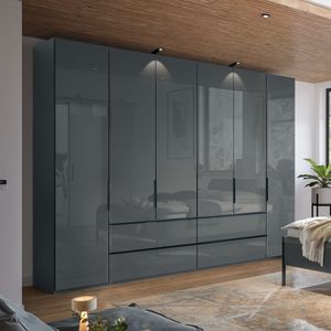 Musterring Falttüren-Kleiderschrank San Antonio mit Schubladen und Glasfront Lava