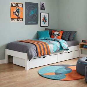 Bett Kids Town Buche teilmassiv ohne Kopfteil mit Schubkasten und Lattenrost