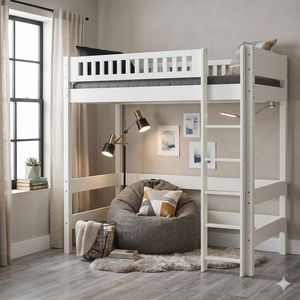 Maxi-Hochbett Kids Town Design Buche teilmassiv mit Lattenrost