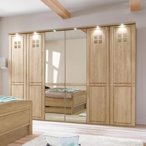 Drehtüren-Kleiderschrank Bloomfield Eiche teilmassiv mit Spiegel