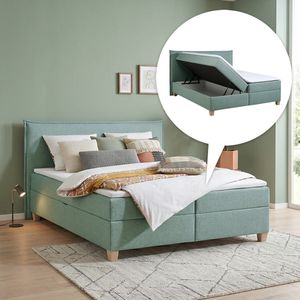 HOMELIV. Boxbett Zibo Webstoff mit Bettkasten
