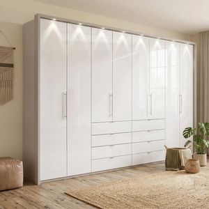 Drehtüren-Kleiderschrank Selca mit Glasfront und Schubladen