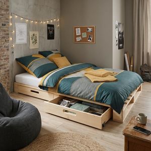 Palettenbett Ganta Kiefer Massivholz mit Schubkasten