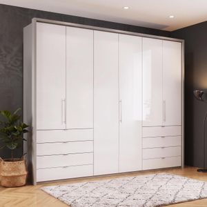 Drehtüren-Kleiderschrank Selca mit Glasfront und Schubladen
