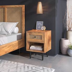 HOMELIV. Nachttisch Asmara Mango Massivholz H 55 cm