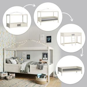 LIFETIME Mini-Hochbett 4-in-1 Kiefer Massivholz mit Lattenrost