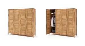 Drehtüren-Kleiderschrank Pasja Wildeiche Massivholz