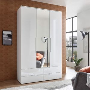Drehtüren-Kleiderschrank Ottilia mit Spiegel und Schubladen