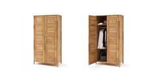 Drehtüren-Kleiderschrank Pasja Wildeiche Massivholz