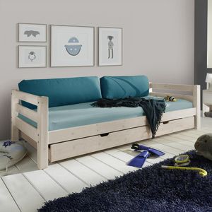 Ausziehbett Kids Paradise Kiefer Massivholz mit Lattenrost und Bettschublade