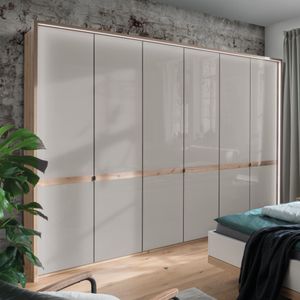 Drehtüren-Kleiderschrank Elanie Eiche Dekor mit Glasfront