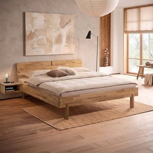 HOMELIV. Bett Tamo Komfort Wildeiche Massivholz